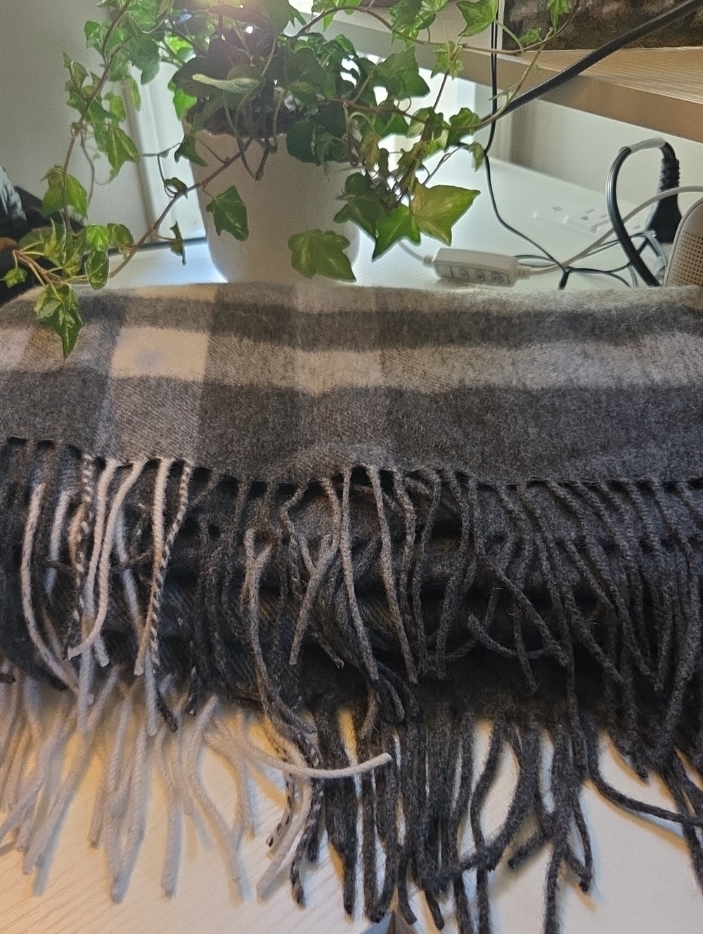 Hudson North Grey Plaid Scarf